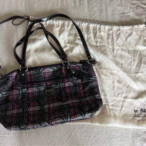 Elegant Black and Pink Plaid Women's Bag